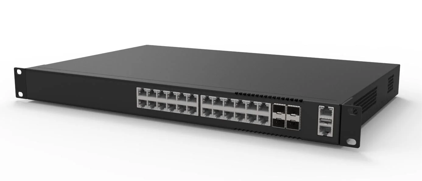 24x1G RJ45 POE+@370W L3 Access Switch, 4x25Gb/10Gb SFP28 Uplinks