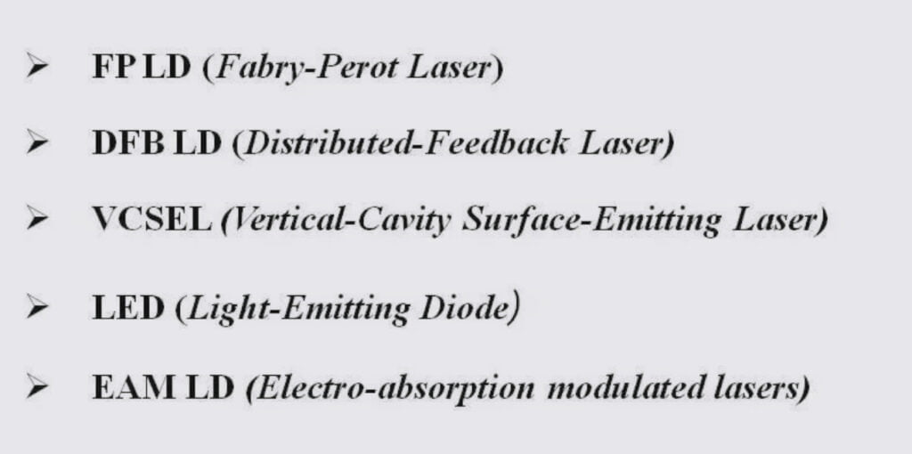 optical module classification by laser type