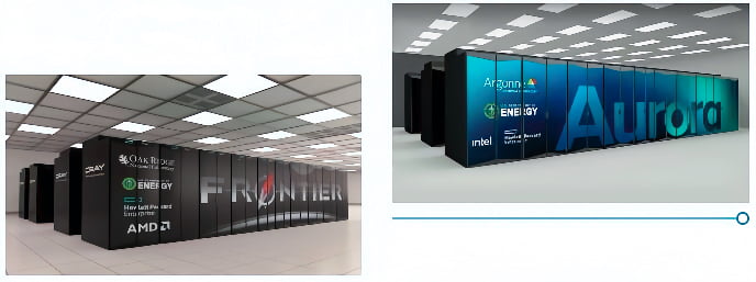 supercomputers  Frontier (world no.1), Aurora (no.2)