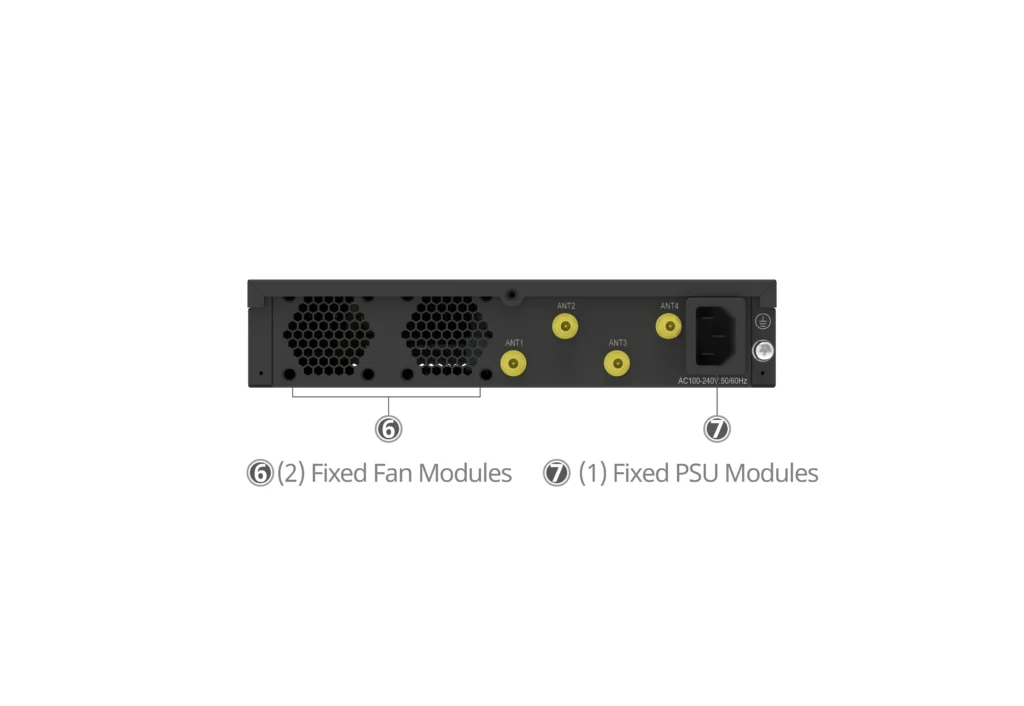 Rear panel ports description and power supply layout of Asterfusion OCTEON 10 CN102 hardware.