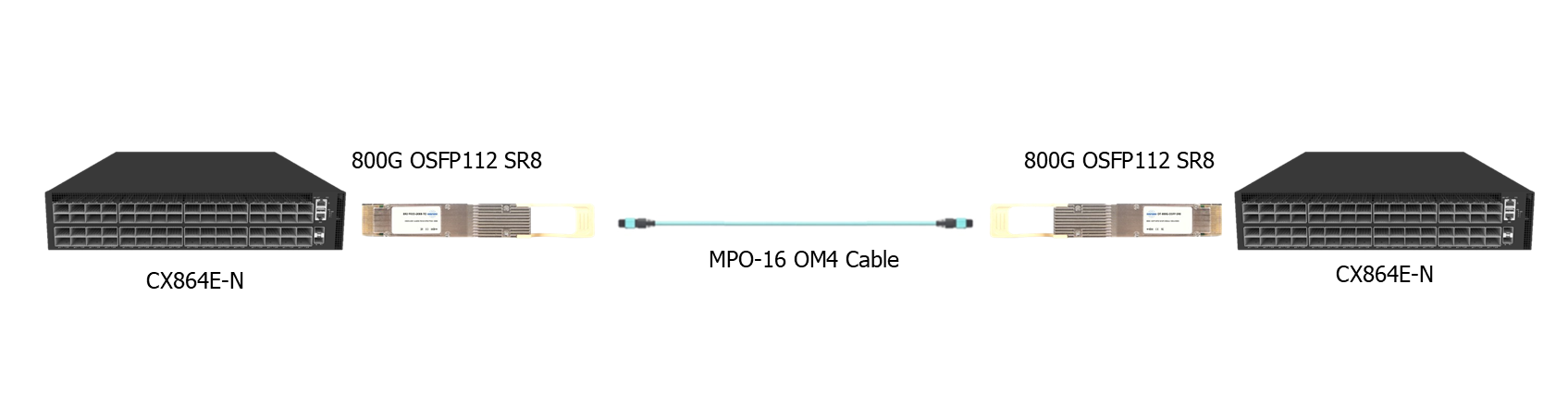 800G-OSFP-SR8 optical transceiver module connection