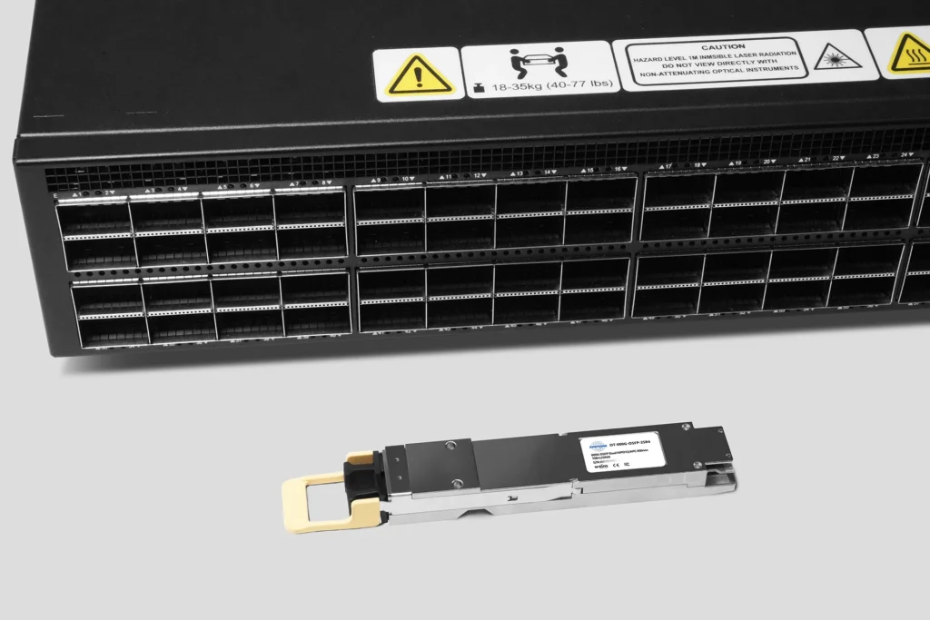 CX864E-N is equipped with OSFP optical transceiver