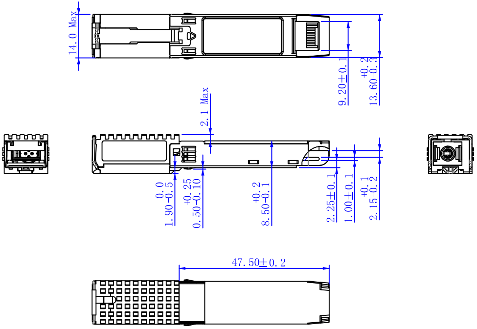2.5GTx-1.25Rx-GPON-OLT-Stick-Module-Dimension-Figure