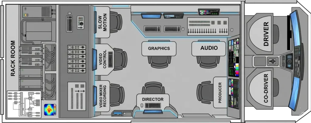 OB Van Internal Architecture in live streaming with PTP scenario