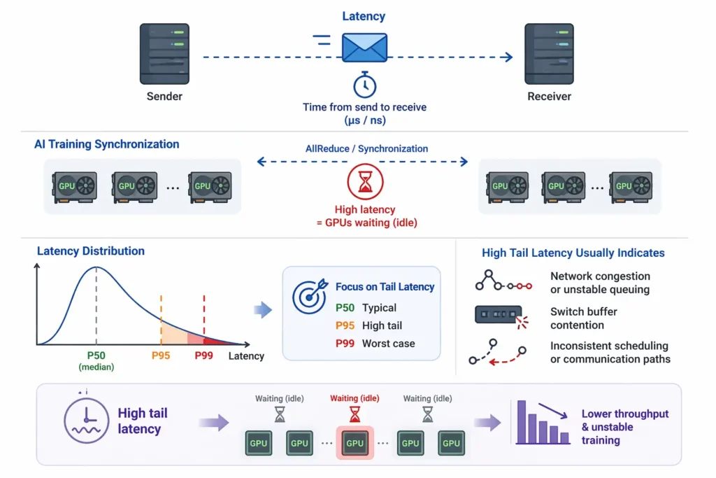 latency between sender and receiver in NCCL cluster