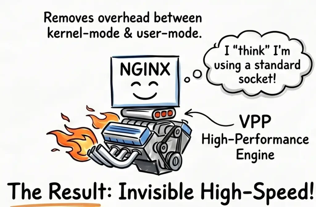 AsterNOS Nginx acceleration via VPP high performance engine illustration