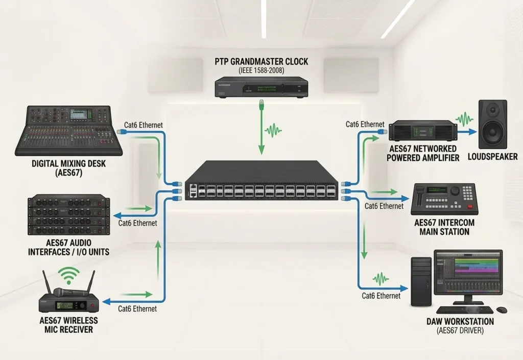 network architecture in aes67 vs. st 2110-30