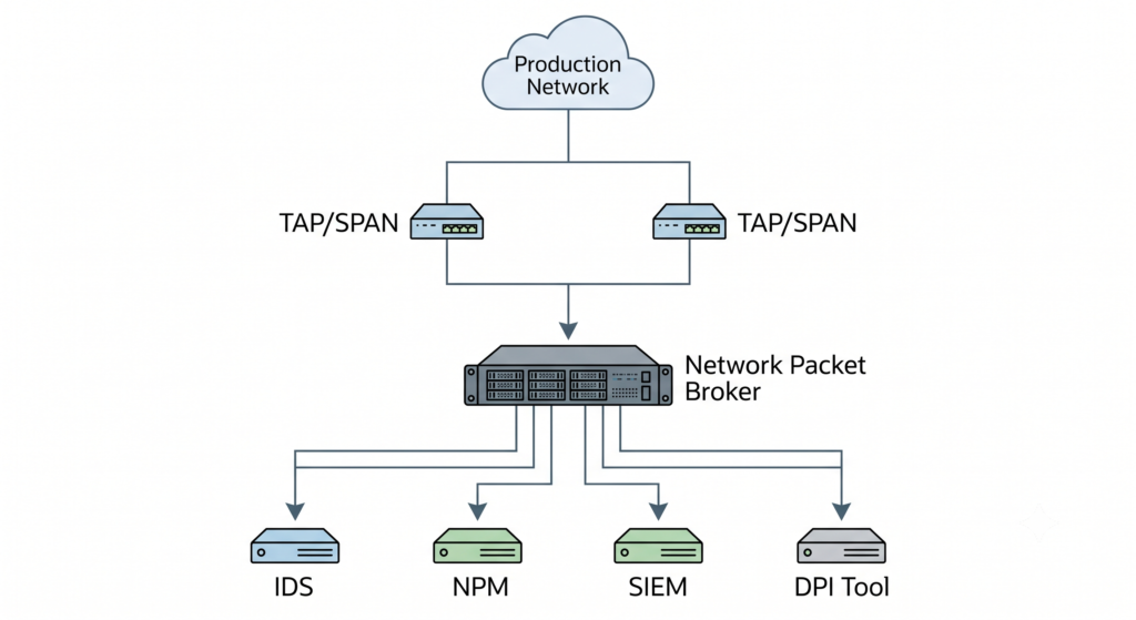 Network Packet Broker position in network topology