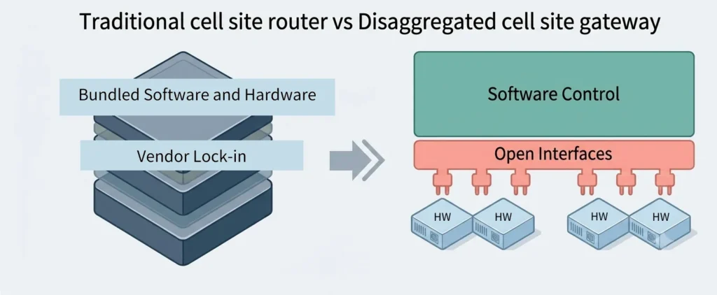 traditional cell site router vs disaggregated cell site gateway