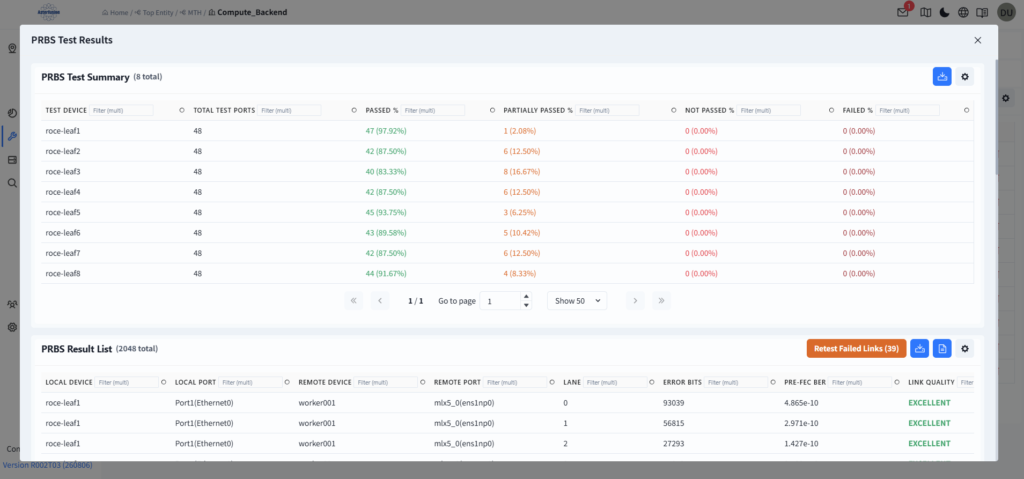 Compute_Backend-Configuration-Connectivity Diagnostics-History-View Summary
