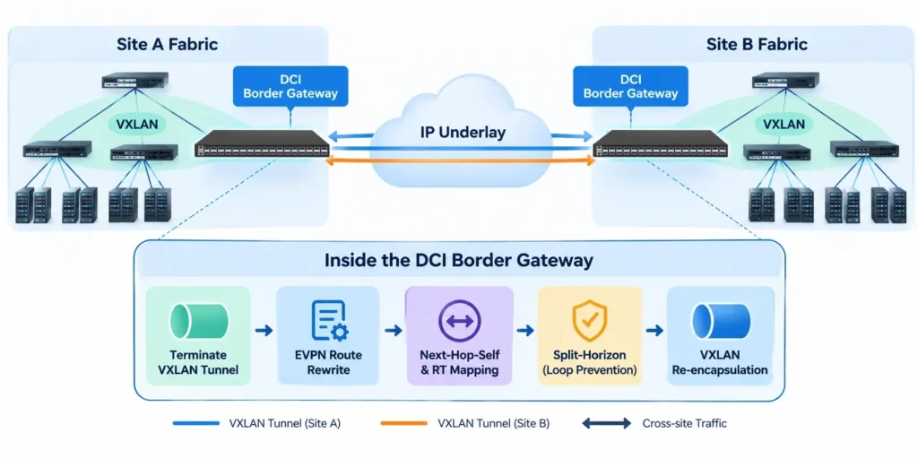 Integrated EVPN Multi-Site Gateway (Advanced DCI Functions Built into the Border Leaf)